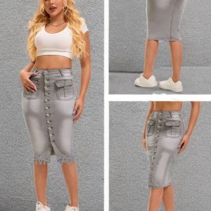 ladies-medium-length-denim-skirt